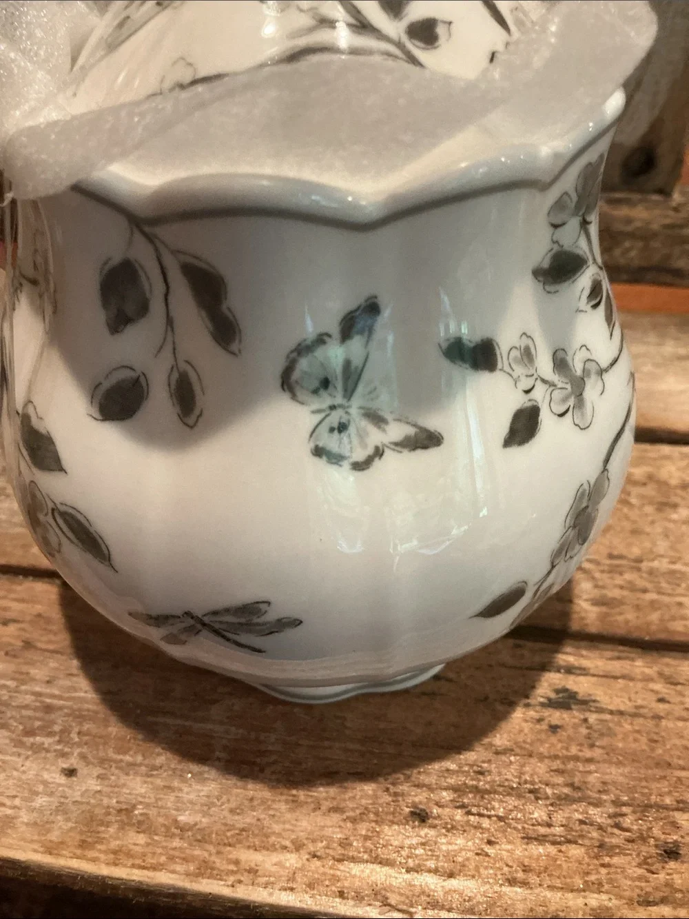 Gray Bird and Branch Cream and Sugar Set